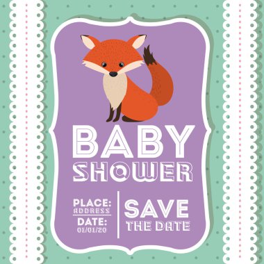 Fox hayvan bebek duş kart simgesi