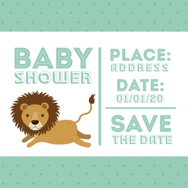 Aslan hayvan bebek duş kart simgesi