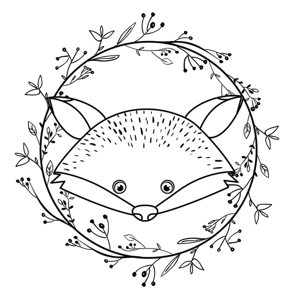 Gambar hewan dalam ikon karangan bunga - Stok Vektor