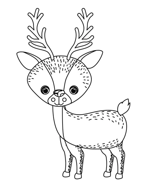 Reindeer cute wildlife icon — стоковый вектор