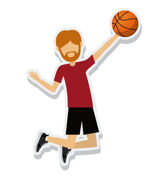 Figura de persona atleta baloncesto icono del deporte — Vector de stock