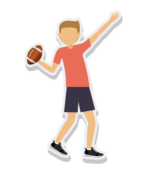 Person Figur Athlet American Football Sport Ikone — Stockvektor