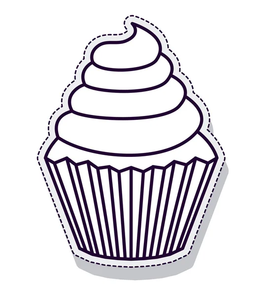 Delicious cupcake isolated icon — Stock Vector