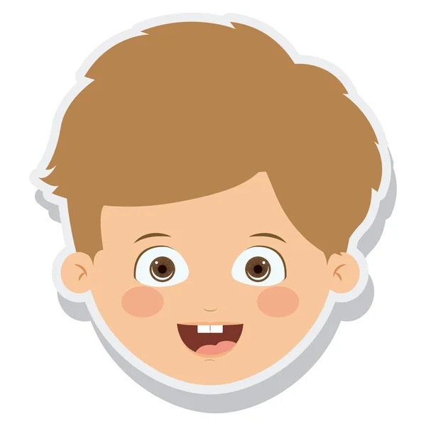 Kopf kleiner Junge lächelt isoliert — Stockvektor