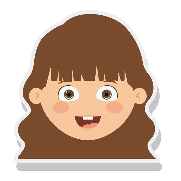 Cabeza niña sonriendo aislado — Vector de stock