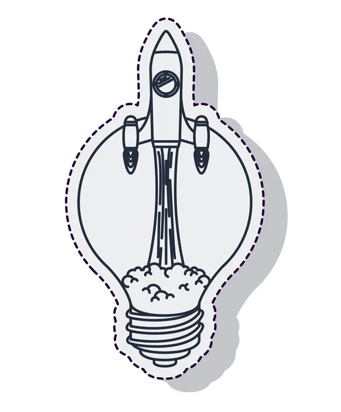 Rocket startup bulb launcher isolated icon — Stock Vector