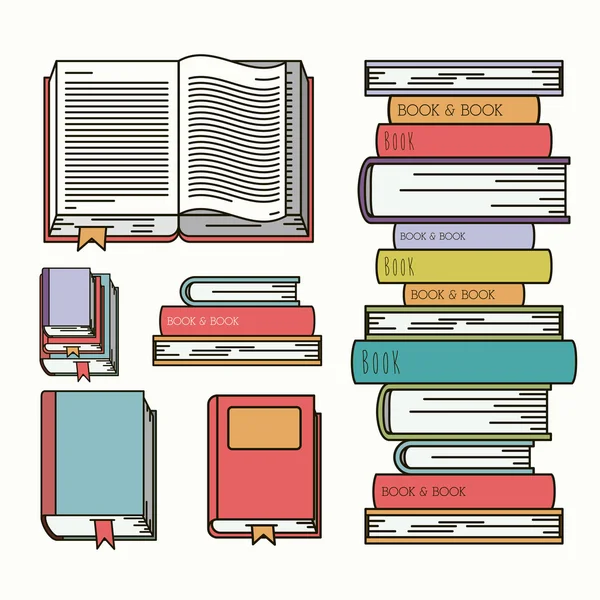 Libri set biblioteca icona isolata — Vettoriale Stock