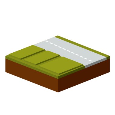 çim ve yol izometrik simgesi