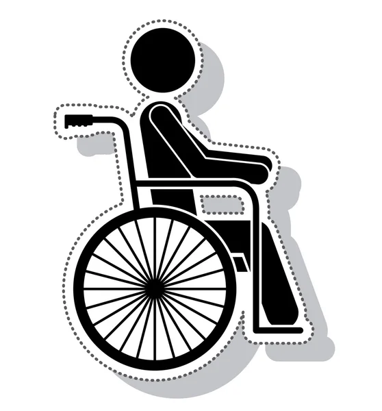 Tekerlekli sandalye siluet izole simgesi — Stok Vektör