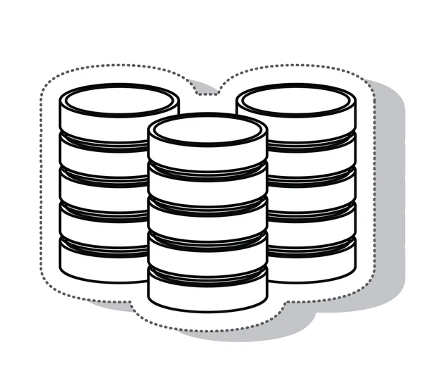 Disco de almacenamiento de datos pila icono aislado — Vector de stock