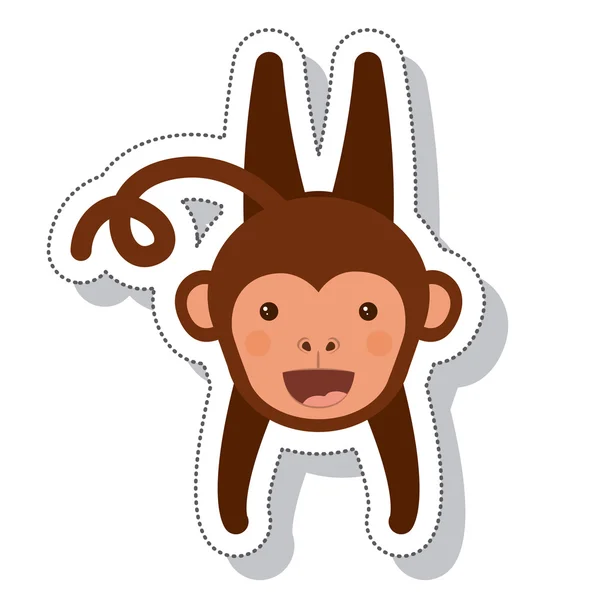 Funny monkey isolated icon — Stock Vector