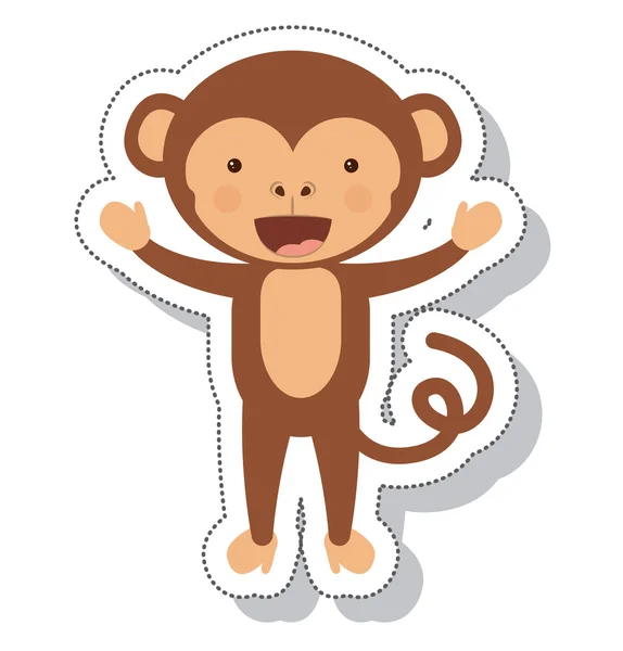 Zabawne małpa na białym tle ikona — Wektor stockowy