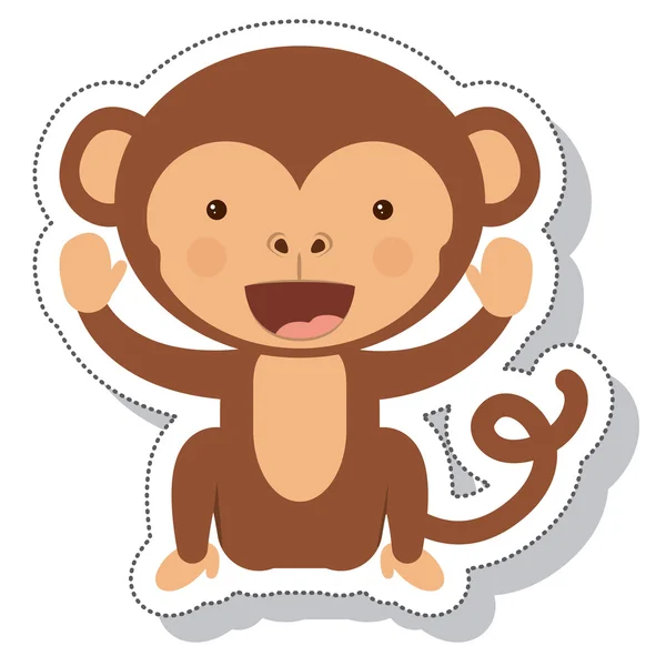 Divertente scimmia isolata icona — Vettoriale Stock