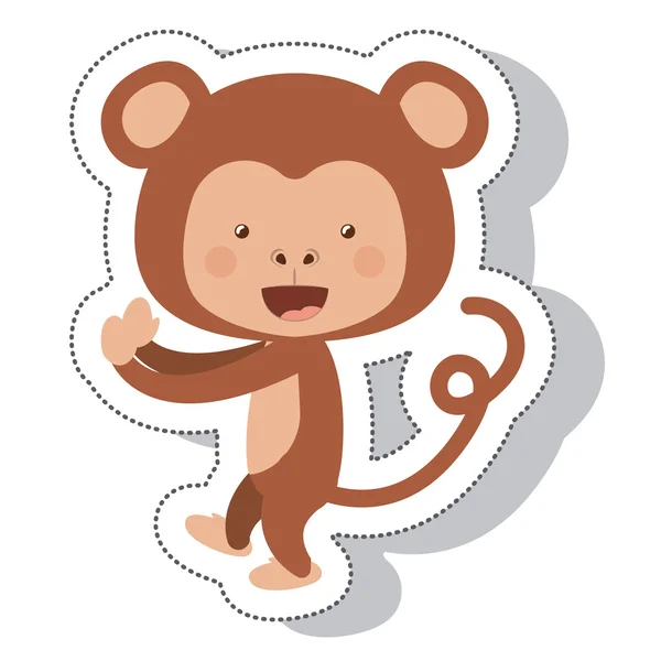 Zabawne małpa na białym tle ikona — Wektor stockowy