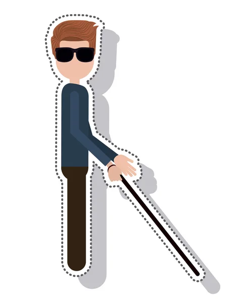Silhouette persona cieca isolato icona — Vettoriale Stock