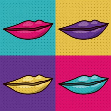 dudaklar kadın pop sanat izole Icon set