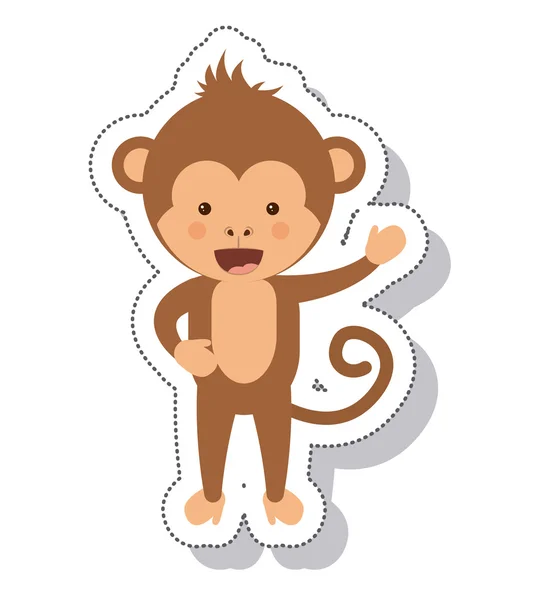 Divertente scimmia isolata icona — Vettoriale Stock