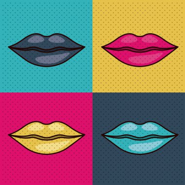 dudaklar kadın pop sanat izole Icon set