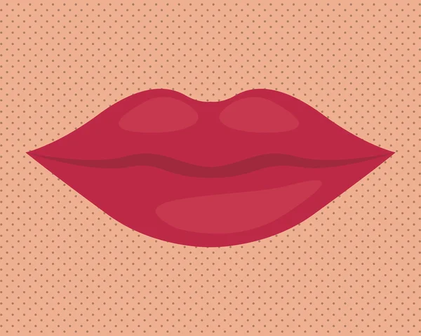 Lips female pop art isolated icon — Stock Vector