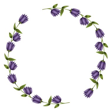 çelenk çiçek dekorasyon daire izole simgesi