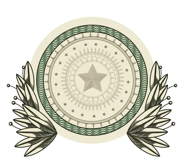 Dollar emblème sceau icône isolée — Image vectorielle