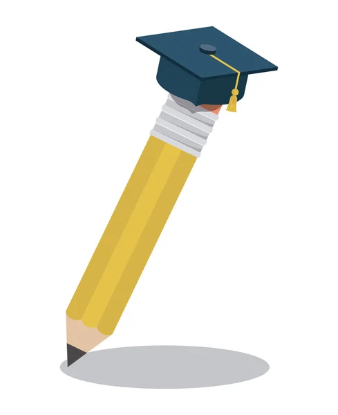 卒業の帽子独立したアイコンと鉛筆します。 — ストックベクタ