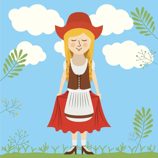 Mujer tela tradicional oktoberfest diseño — Vector de stock