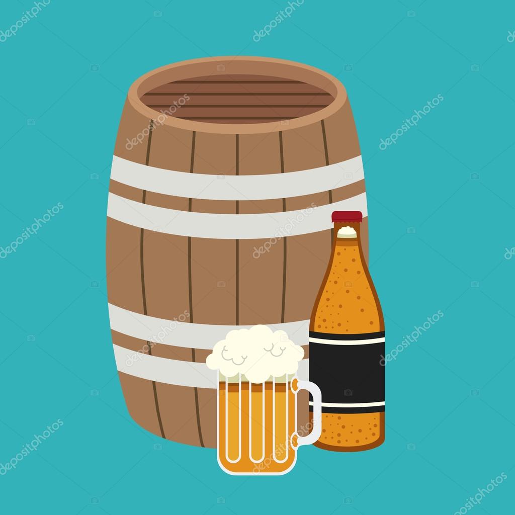Download Barrel Glass Bottle Beer Drink Design Vector Image By C Grgroupstock Vector Stock 121672804