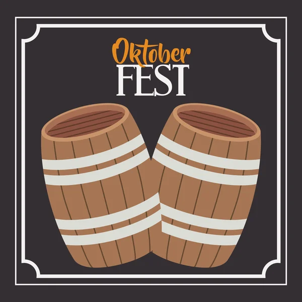 Σχεδίαση oktoberfest πλαίσιο βαρέλι μπύρας — Διανυσματικό Αρχείο