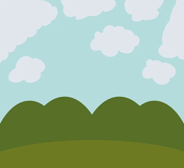 Cloud sky grass landscape design — Stock Vector