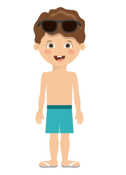 Niño niño natación tela diseño — Vector de stock