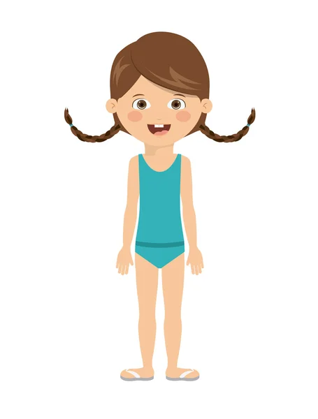 Kız çocuk bezi tasarım Yüzme — Stok Vektör
