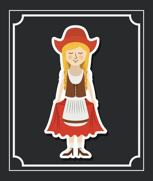 Mujer tela tradicional oktoberfest diseño — Archivo Imágenes Vectoriales