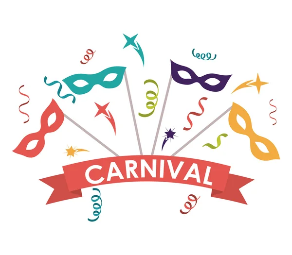 Luftschlangen Maske Karneval Festival Design — Stockvektor