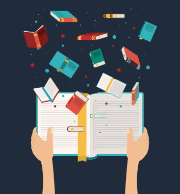 Açık kitap tasarımı ile el
