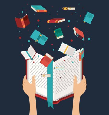 Açık kitap tasarımı ile el