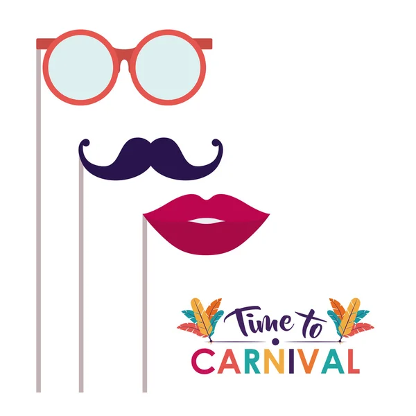 Brille Schnurrbart Mund Karneval Design — Stockvektor