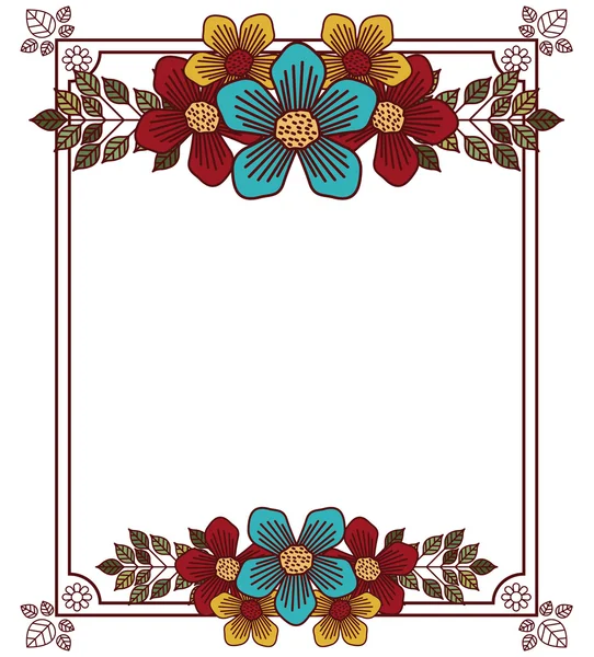 Virágok keret dekoráció design — Stock Vector