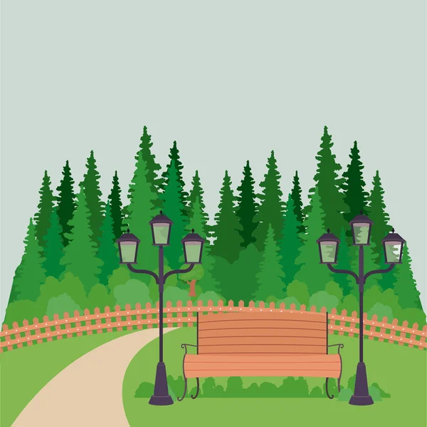 Parque paisaje terrestre verano y primavera diseño — Vector de stock