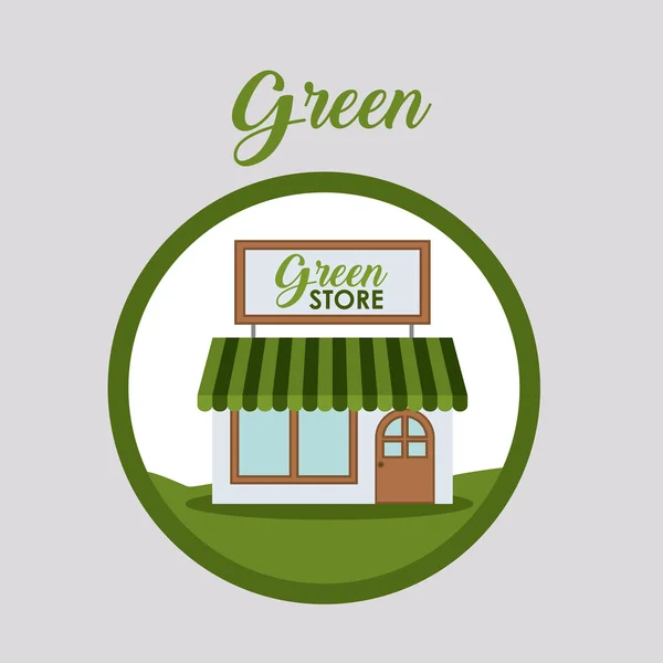 Yeşil store ve eko tasarım — Stok Vektör