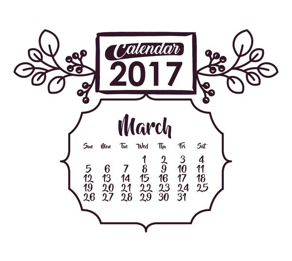 Kalender des Jahres 2017 Design — Stockvektor