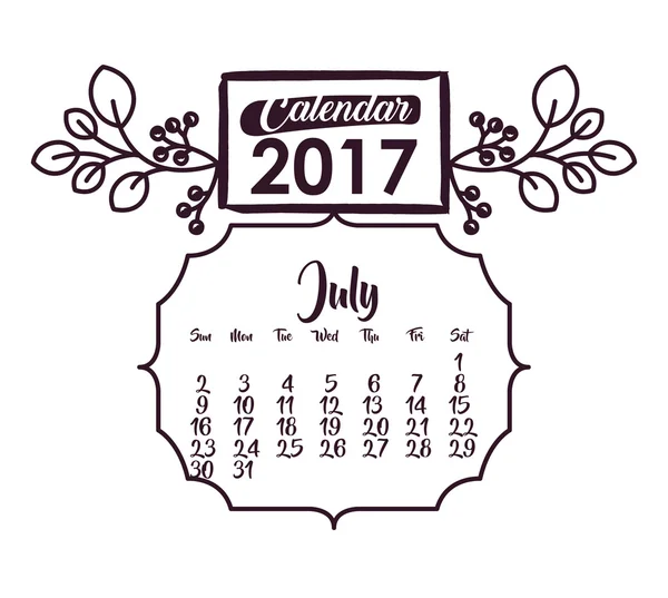 Calendário de 2017 ano de design —  Vetores de Stock
