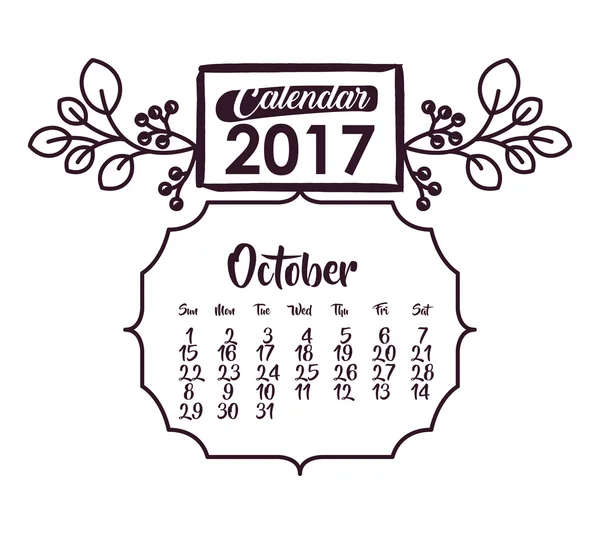 Calendar of 2017 year design — Stock Vector