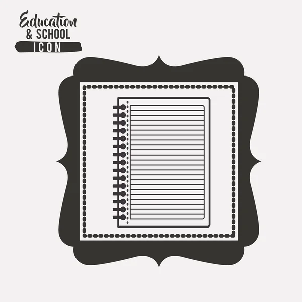 Notebook for school inside frame design — Stock Vector