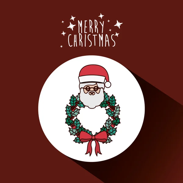 圣诞圣诞设计的圣诞老人和花圈 — 图库矢量图片