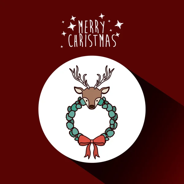 Rendieren en krans van Merry Christmas ontwerp — Stockvector