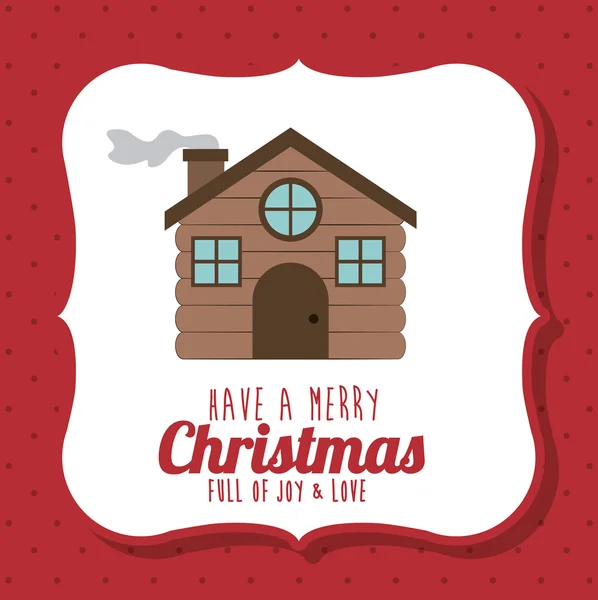 Maison en bois de conception Joyeux Noël — Image vectorielle