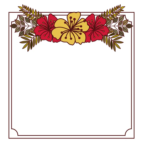 Diseño del marco de flores y hojas — Vector de stock