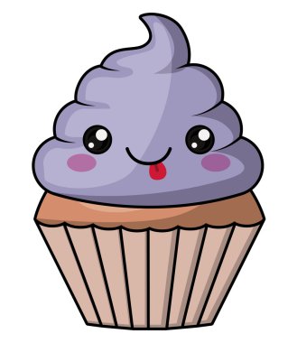 Muffin kawaii yüz tasarımı ile