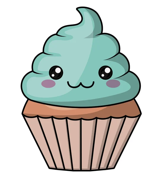 Muffin avec design visage kawaii — Image vectorielle